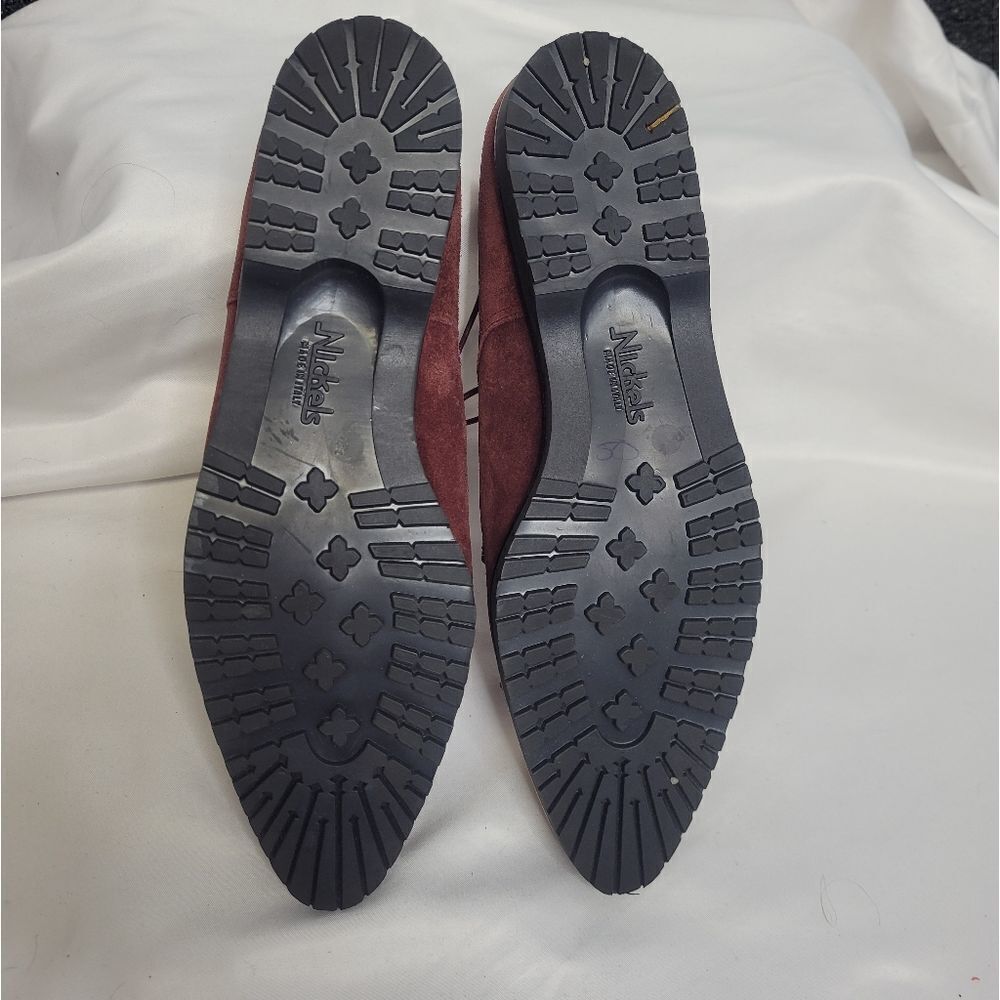 VINTAGE 80s shoes maroon suede lace up made in Italy oxford loafers 10 - Picture 8 of 11